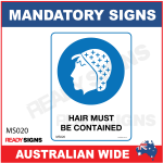 MANDATORY SIGN - MS020 - HAIR MUST BE CONTAINED